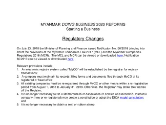 On July 23, 2018 the Ministry of Planning and Finance issued Notification No. 66/2018 bringing