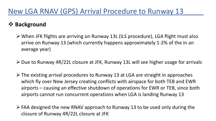 new lga rnav gps arrival procedure to runway 13