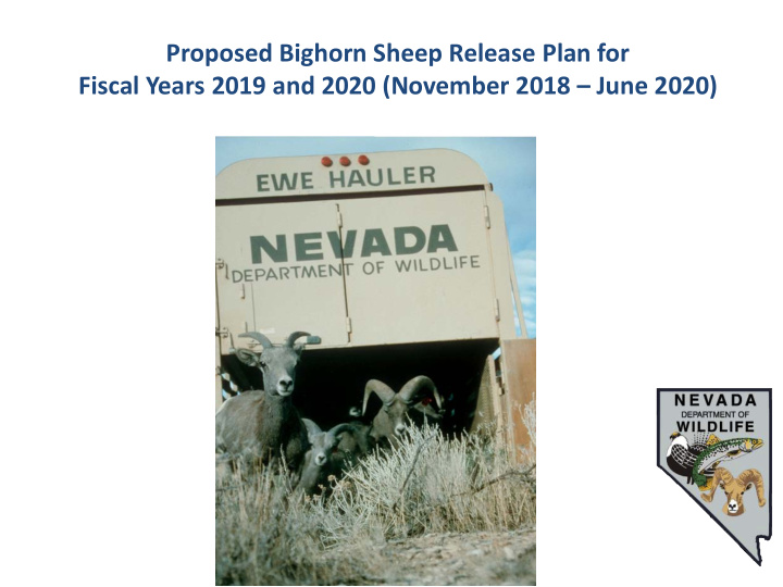 proposed bighorn sheep release plan for fiscal years 2019