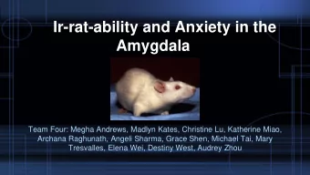 Ir-rat-ability and Anxiety in the  Amygdala  Team Four: Megha Andrews, Madlyn Kates, Christine Lu,