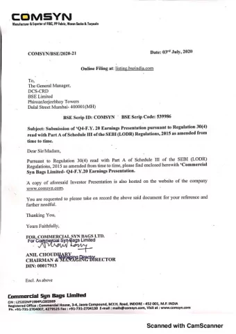 D e a r S i r / M a d a m , t h e S E B I ( L O D R ) III  o  f t o R e g u l a t i o n 3 0 ( 4 ) r