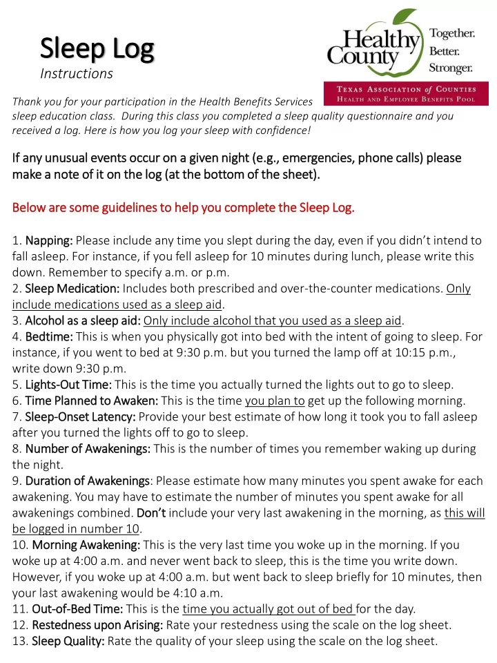 sle leep log