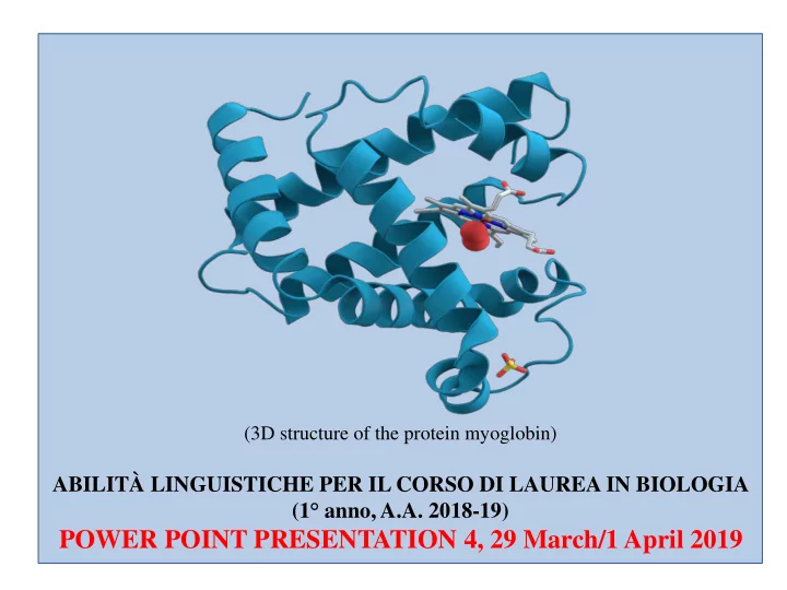 3d structure of the protein myoglobin abilit linguistiche