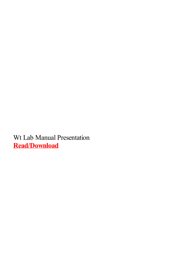 wt lab manual presentation