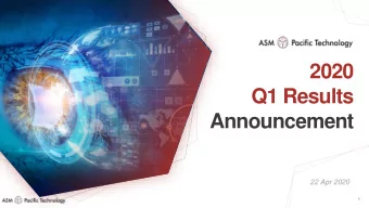 2020  Q1 Results  Announcement  22 Apr 2020  1  Disclaimer These forward-looking statements reflect