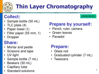 Thin Layer Chromatography  Collect:  (2020/05/02)  Sample bottle (50 mL)  Prepare by yourself: