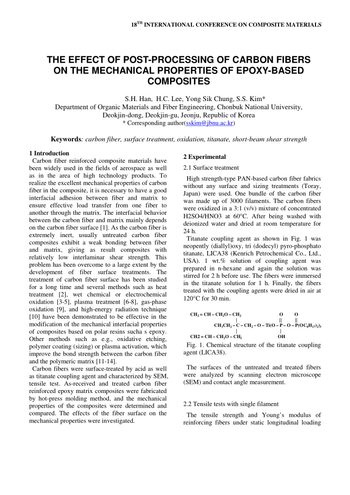 the effect of post processing of carbon fibers on the