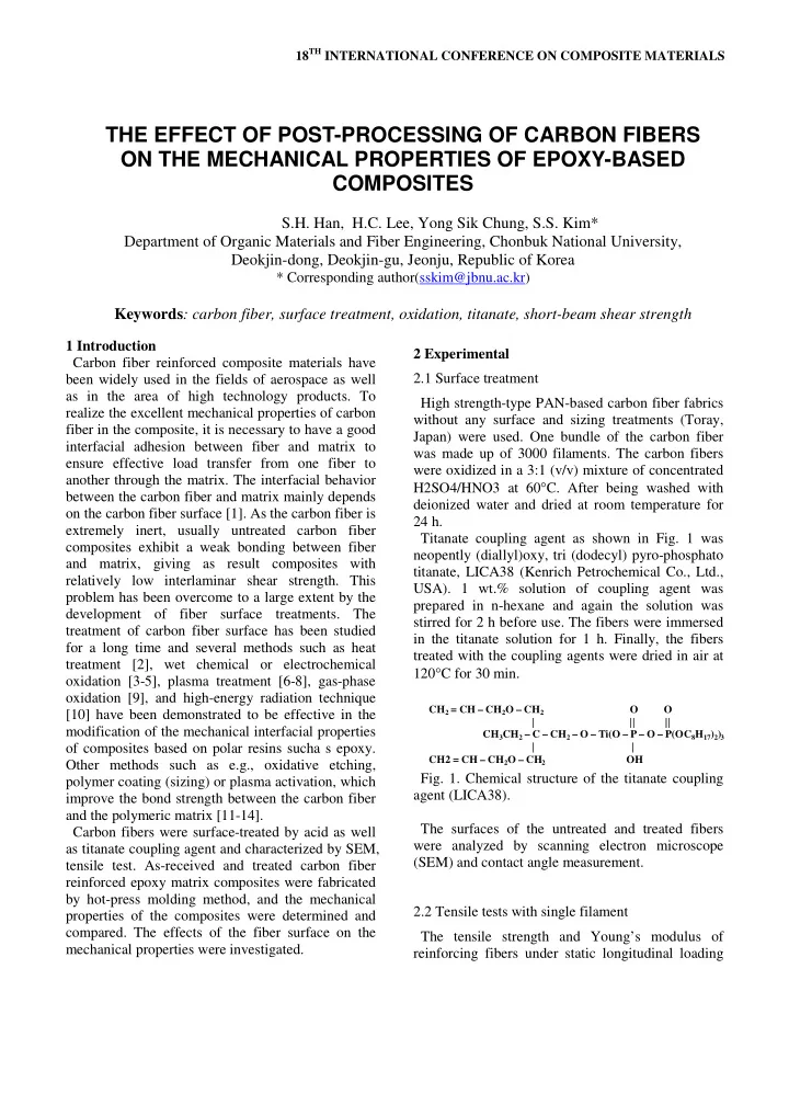 the effect of post processing of carbon fibers on the