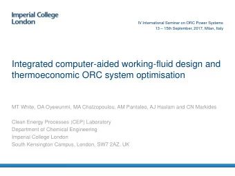 Integrated computer-aided working-fluid design and  thermoeconomic ORC system optimisation  MT