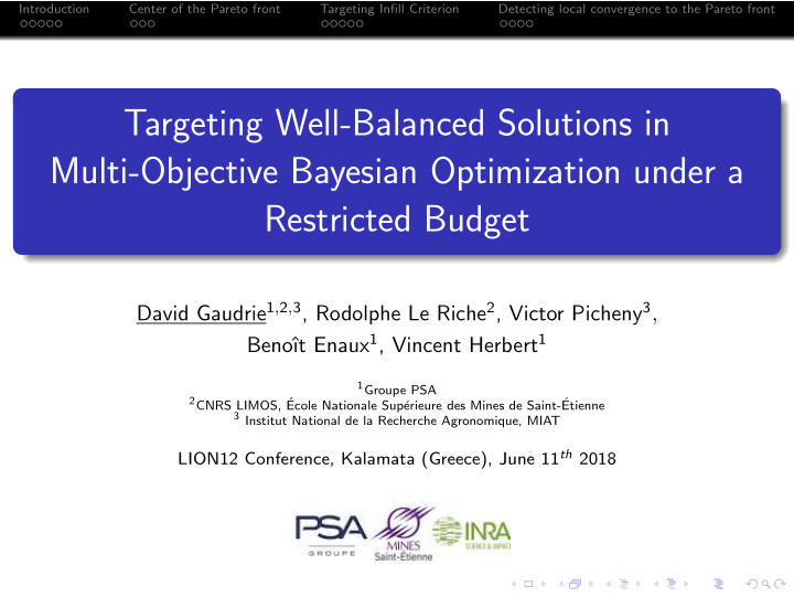 targeting well balanced solutions in multi objective