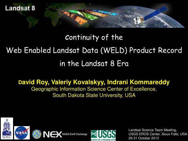 c ontinuity of the web enabled landsat data weld product