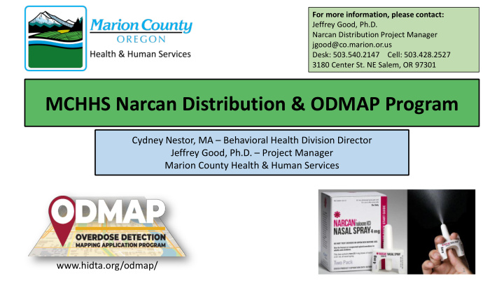 mchhs narcan distribution odmap program