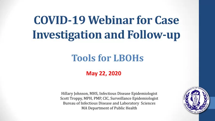 covid 19 webinar for case investigation and follow up