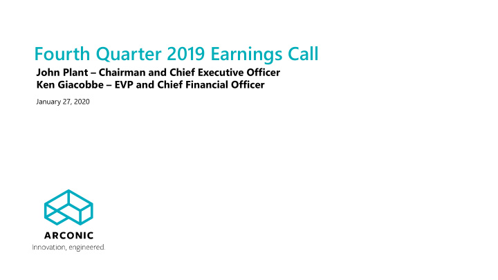 fourth quarter 2019 earnings call