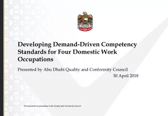 Developing Demand-Driven Competency  Standards for Four Domestic Work  Occupations  Presented by
