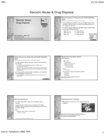 Narcotic Abuse &amp; Drug Disposal National Survey on Drug Use and Health (NSDUH)  ITAC I T  2014