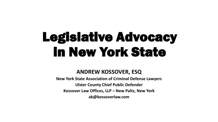 leg egislati slative ad e advocac acy in in new york rk