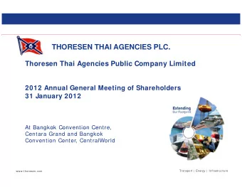 THORESEN THAI AGENCIES PLC.  Thoresen Thai Agencies Public Company Limited  2012 Annual General