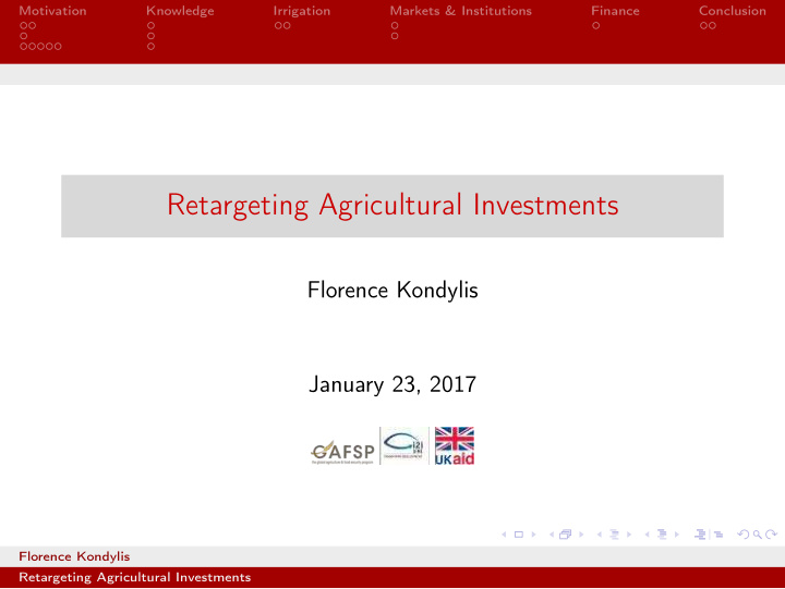 retargeting agricultural investments
