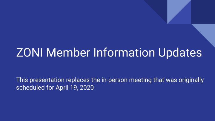zoni member information updates