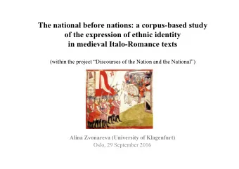 The national before nations: a corpus-based study  of the expression of ethnic identity  in