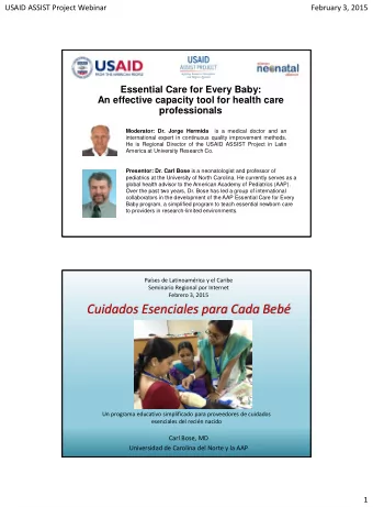 Cuidados Esenciales para Cada Beb  Un programa educativo simplificado para proveedores de