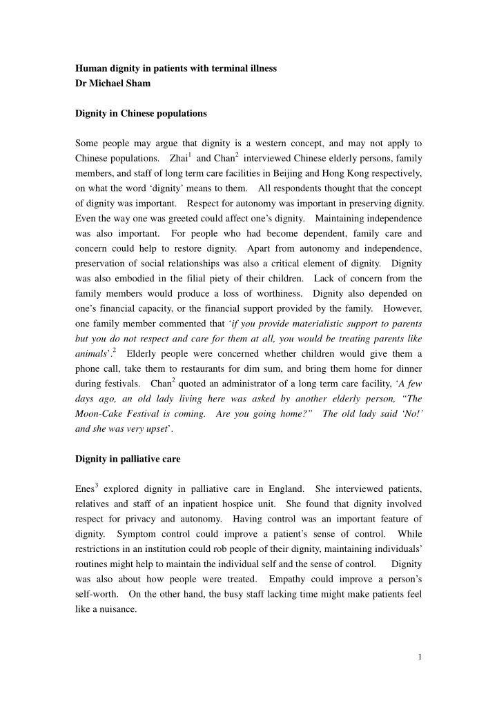 human dignity in patients with terminal illness dr