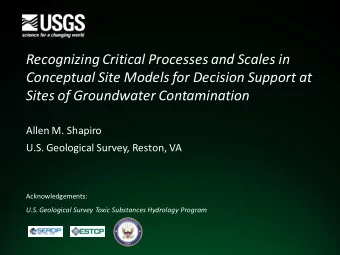 Recognizing Critical Processes and Scales in  Conceptual Site Models for Decision Support at  Sites