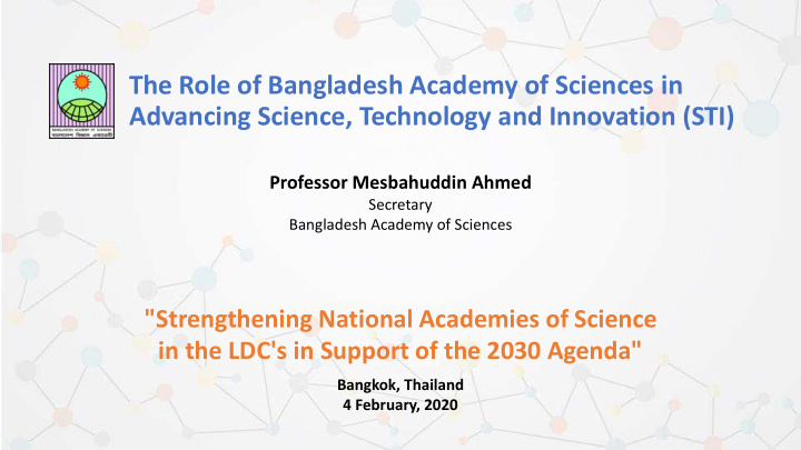 the role of bangladesh academy of sciences in