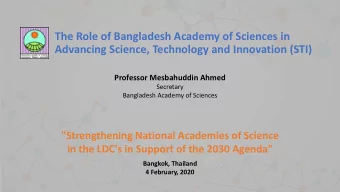The Role of Bangladesh Academy of Sciences in  Advancing Science, Technology and Innovation (STI)