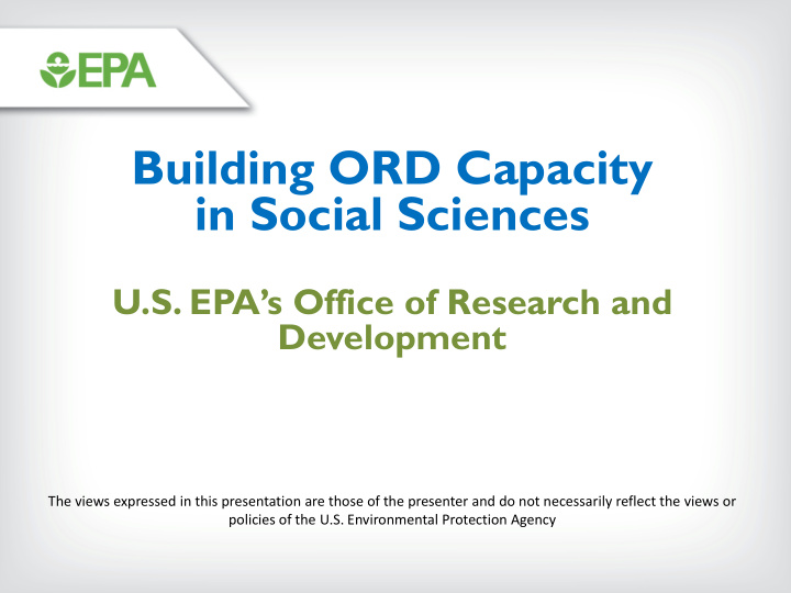 building ord capacity in social sciences