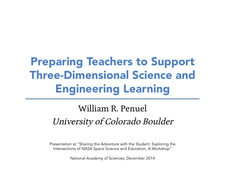 preparing teachers to support three dimensional science
