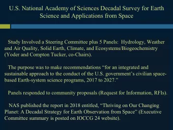 U.S. National Academy of Sciences Decadal Survey for Earth  Science and Applications from Space