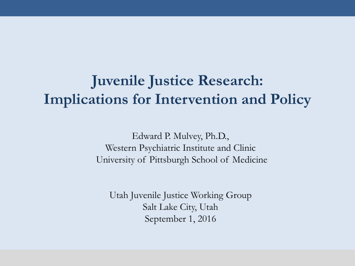 juvenile justice research implications for intervention