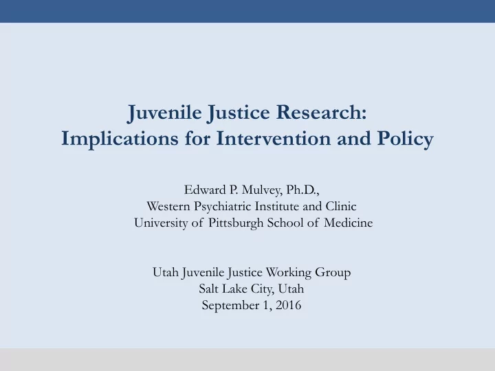 juvenile justice research implications for intervention