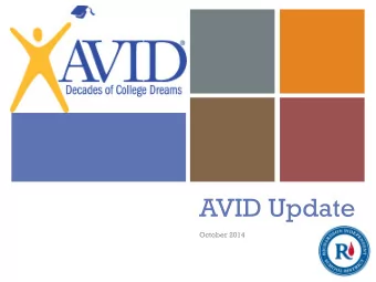 +  AVID Update  October 2014  +  Purpose  Outline  Background/Overview  Findings  AVID