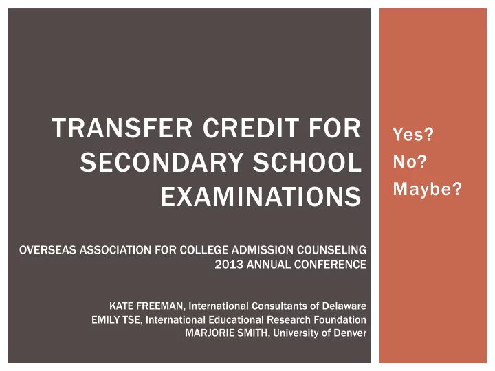 transfer credit for