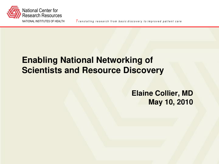 enabling national networking of