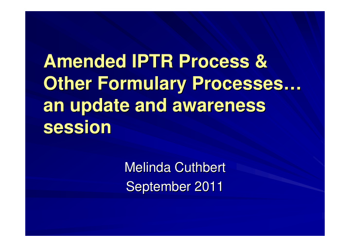 amended iptr process amended iptr process other formulary