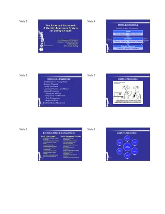 Slide 1 Slide 4  Strategic Planning  The Balanced Scorecard:  A Quality Assurance System  Strategy