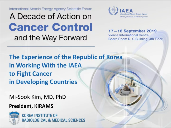 the experience of the republic of korea in working with
