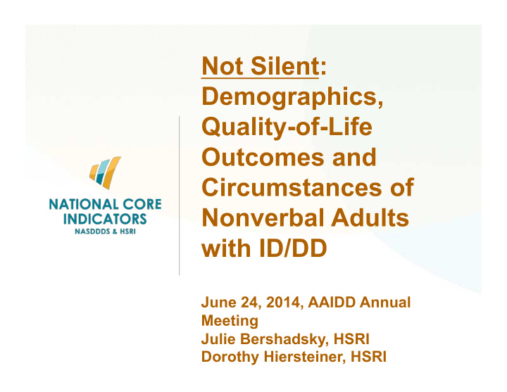 not silent demographics quality of life outcomes and