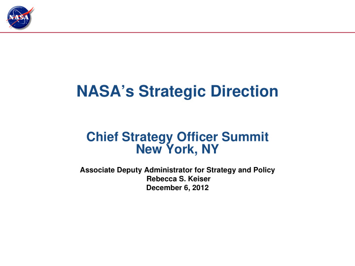 nasa s strategic direction
