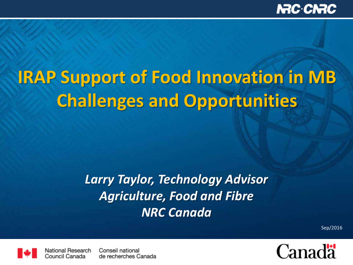 irap support of food innovation in mb