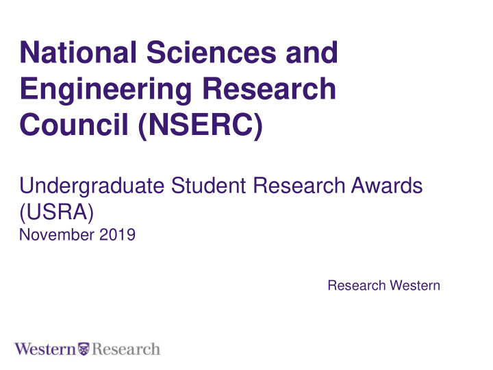 national sciences and engineering research council nserc