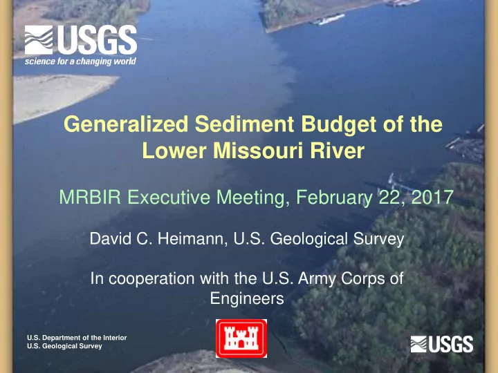 generalized sediment budget of the lower missouri river
