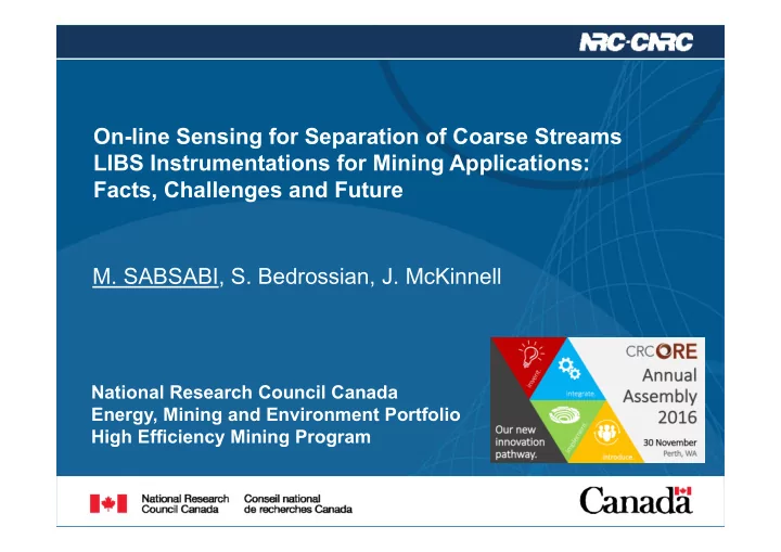 on line sensing for separation of coarse streams libs