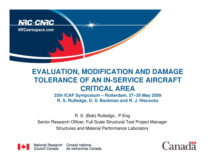 evaluation modification and damage tolerance of an in