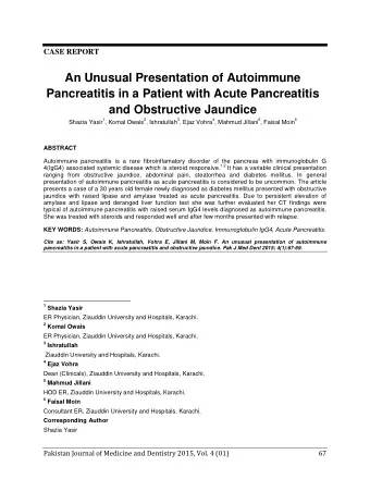 An Unusual Presentation of Autoimmune  Pancreatitis in a Patient with Acute Pancreatitis  and