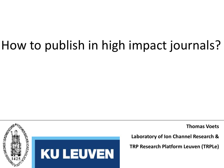 how to publish in high impact journals